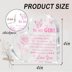 Love Heart Shaped Acrylic for Women, Pink Romantic "For My Girl" Decorative Gift, Anniversary Valentine's Day Gift, Couple Desk Decoration, Valentines Day Office Desk Accessories Decoration 4x4 Inch - Image 2