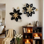 LIFFY Metal Flower Wall Decor, Black & Gold Floral Metal Wall Art for Indoor Outdoor,Black Wall Decor Boho Modern Wall Decor for Bathroom, Living Room, Bedroom, Porch, Garden, Yard (Black & Gold 2) - Image 5