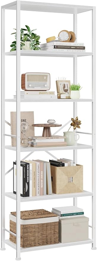 Furologee 6 Tier Book Shelf, Tall Wide Bookshelf, Modern Open Bookcase by Furologee