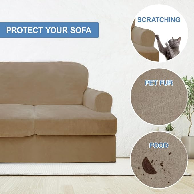 CUCRAF T Cushion Sofa Cover 4 Piece Slipcovers, Soft Thick Velvet Couch Cover - Image 4