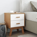 Scandinavian Style Bedside Cabinet in White and Brown - Image 3