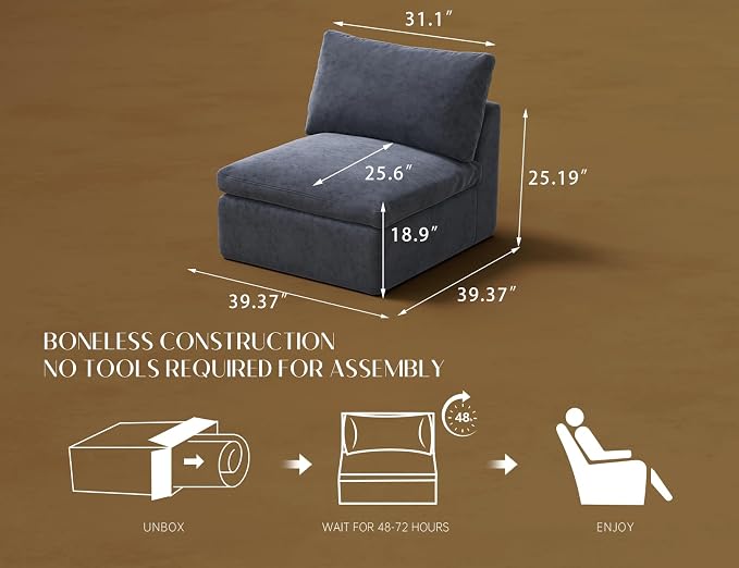 ohllob Middle Back for Cloud Sectional Couches Living Room - Image 2