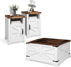 oneinmil 3-Piece Farmhouse Table Set Includes 31” Coffee Table and Side Tables by oneinmil