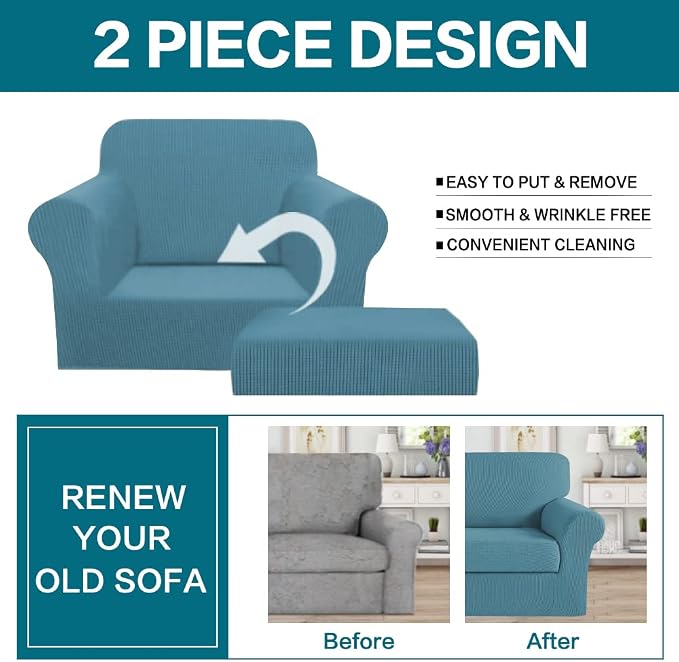 Turquoize 2 Piece Chair Covers Chair Slipcovers - Image 4