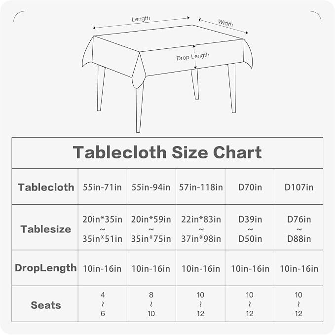 BALCONY & FALCON Round Tablecloth Washable Wrinkle Resistant and Water Proof - Image 2