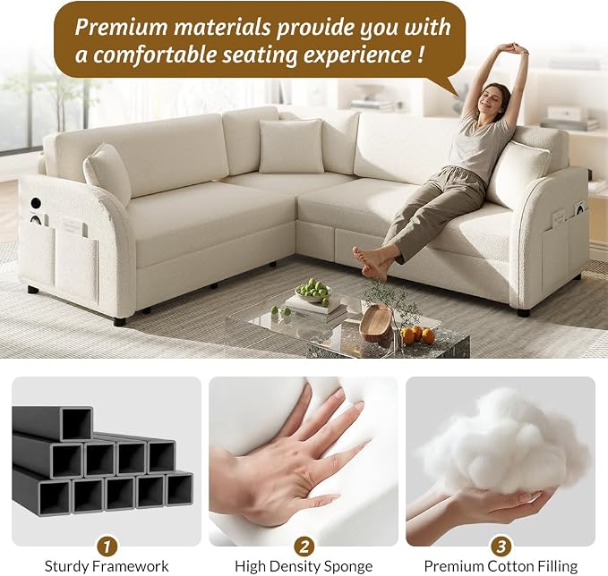 Queen Size Sleeper Sofas Convertible Couches, L Shaped Sectional Couch - Image 8