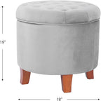 HomePop by Kinfine Fabric Upholstered Round Storage Ottoman - Image 3