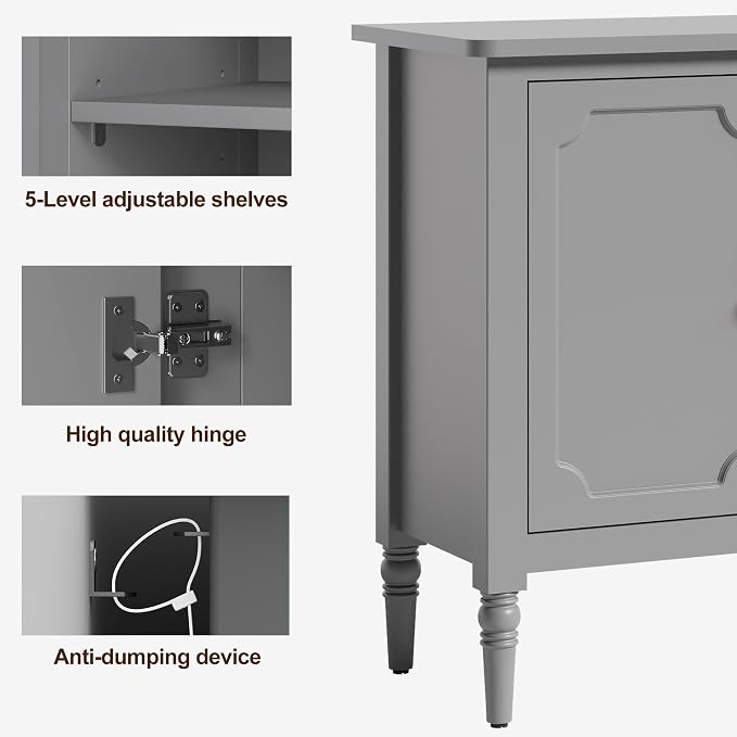 RoyalCraft Buffet Cabinet with Storage, Mid Century Modern Painted Credenza - Image 7
