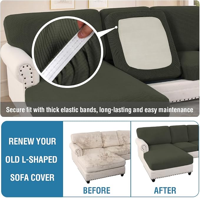 H.VERSAILTEX Sectional Couch Covers 3 Pieces Sofa Seat Cushion Covers L Shape - Image 6