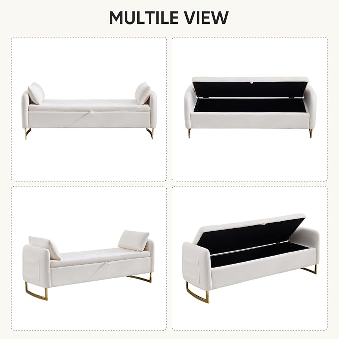 65" Storage Ottoman Bench, Storage Bench - Image 8