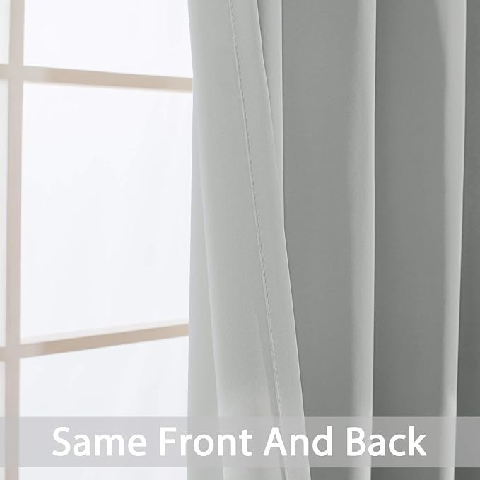 Yakamok Room Darkening Curtains 52x63 inch Length Light Grey-Living Room | 2 - Image 6
