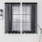 MIULEE 2 Panels Sheer Curtains for Living Room 54 X 54 Inches Black | Sheer by MIULEE