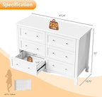 VINGLI White Dresser 6 Drawer, Wood Dresser Chest of Drawers, Clothes Dressers - Image 2