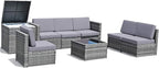 Tangkula 8 PCS Outdoor Patio Furniture Set, Rattan Wicker Sofa Set, Sectional - Image 9