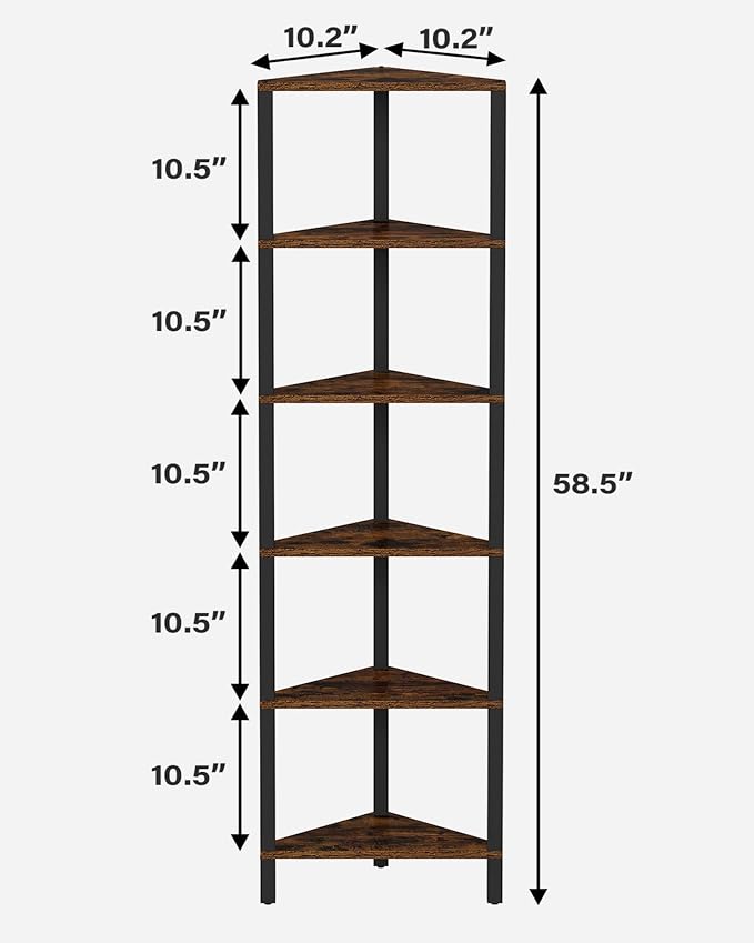TUTOTAK Corner Shelf, 6-Tier Corner Bookshelf - Image 2