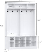 Wodeer Hall Tree with Bench and Shoe Storage, 6 Hooks, 12 Shoe Cubbies - Image 8