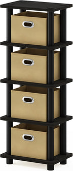 Furinno LACi 4-Bins System Rack, 11.3 x 28.8 Inch, Espresso/Black - Image 4