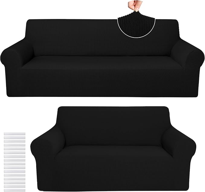 Peryiter 2 Pcs Sofa Covers Couch and Loveseat Covers Set Stretch Sofa Slipcover by Peryiter
