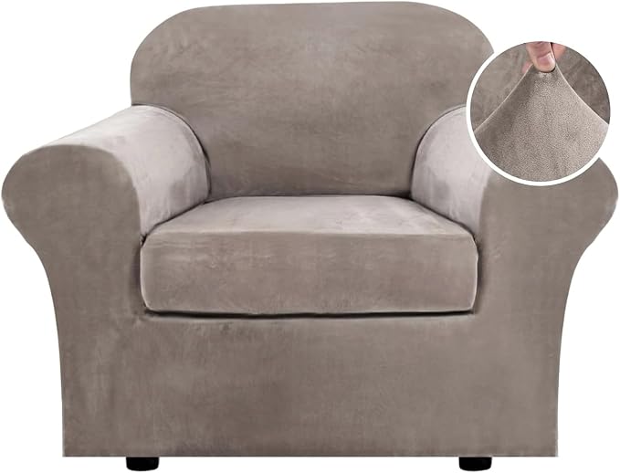 H.VERSAILTEX Rich Stretch 2 Piece Chair Cover Chair Slipcover Sofa Cover by HVERSAILTEX