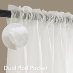 MIULEE Ivory Sheer Curtains 102 Inches Long 4 Panels 42 x 102 Inches | Light - Image 3