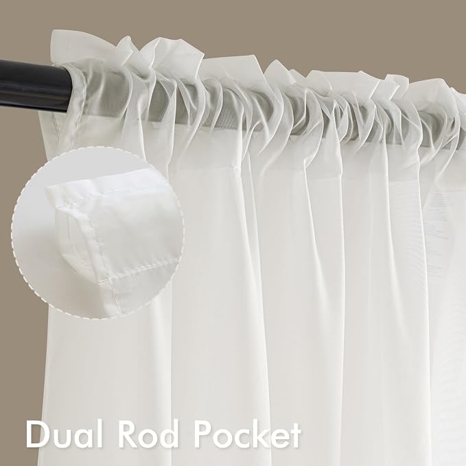 MIULEE Ivory Sheer Curtains 72 Inches Long 4 Panels 42 x 72 Inches | Light - Image 3