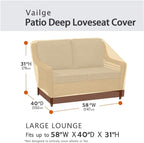 VAILGE 2-Seater Heavy Duty Patio Deep Bench Loveseat Cover, 100% Waterproof - Image 2