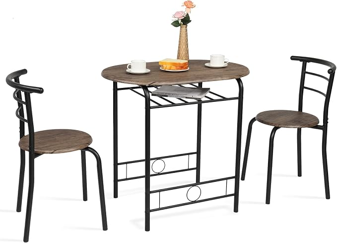 VINGLI 3 Piece Dining Set, Small Kitchen Table Set by VINGLI