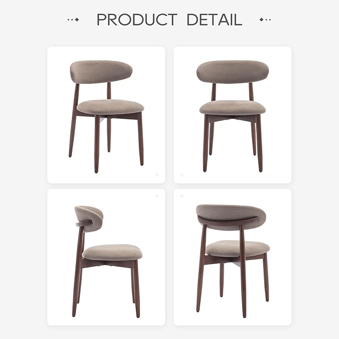 COLAMY Wooden Dining Chairs Set of 6, Modern Fabric Upholstered Kitchen Side - Image 9