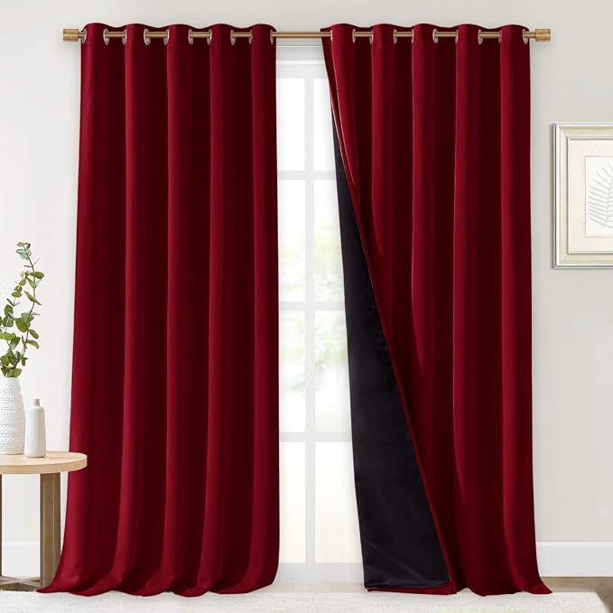 NICETOWN Total Shade Curtains and Draperies, Burgundy Red, Package of 2 by NICETOWN