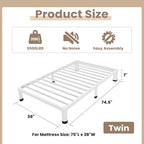 ROIL 7 Inch White Twin Bed Frame - Image 2