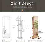 Muwuele Solid Wood Full Length Mirror Coat Rack, Floor Mirror - Image 3
