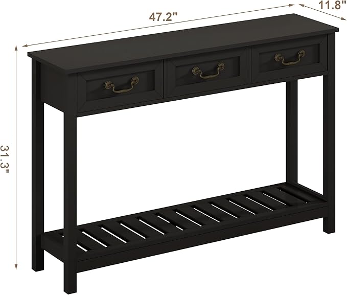 ChooChoo Console Table with 3 Drawers, Rustic Entryway Table, Narrow Long Sofa - Image 2