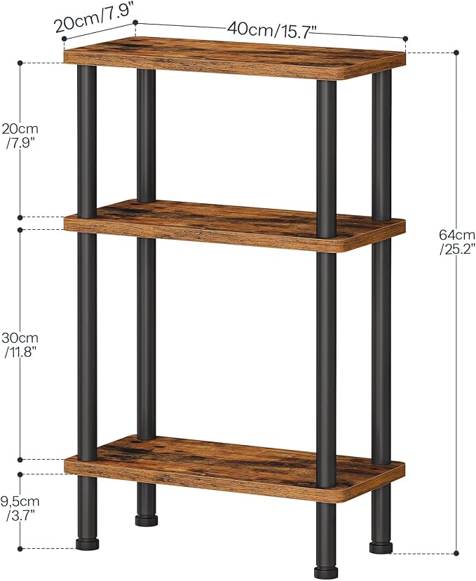 HOOBRO Narrow Side Table, 3-Tier Slim End Table No Tools Needed, Twist-On - Image 3