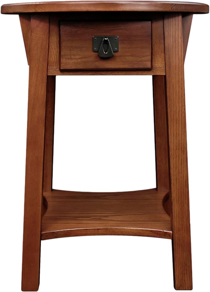 Leick Home Mission End Table, Solid Wood, 18 in. Round, 1 Storage Drawer - Image 4