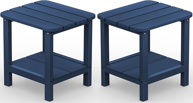 SERWALL Adirondack Table Set of 2, Outdoor Side Table- Blue by SERWALL