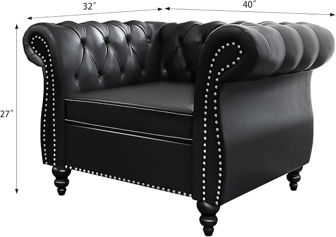 Mid-Century Sofa Chair, Faux Leather Accent Chair - Image 2