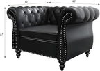 Mid-Century Sofa Chair, Faux Leather Accent Chair - Image 2