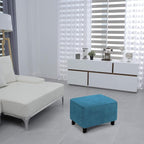 LiveGo Velvet Stretch Ottoman Cover, Removable Footstool Protector, Rectangle - Image 2