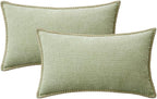 MIULEE Decorative Lumbar Throw Pillow Covers 12x20 Inch Light Green 2 Pack | - Image 6