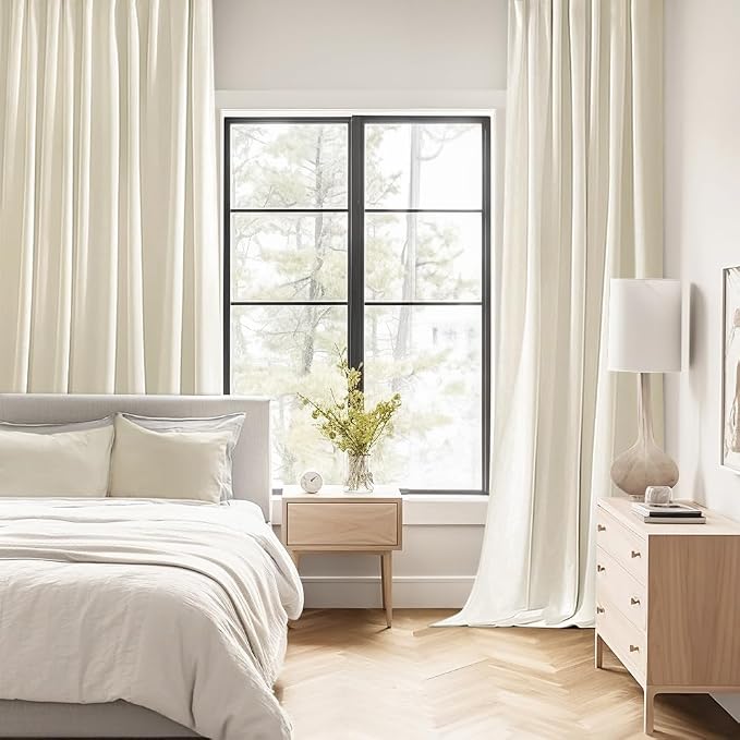 MIULEE Beige White Back Tab Blackout Curtains 52x120 Inch Long 2 Panels Set | - Image 2