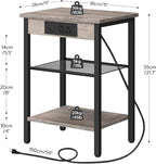 HOOBRO Side Table with Charging Station and USB Port, Small End Table - Image 3
