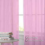 Sheer Pink Curtains, Sheer Curtains 84 inch Length 2 Panels Set, Rod Pocket - Image 3