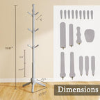 Solid Wood Coat Rack Stand, Vintage Heavy Duty Coat Hanger Stand - Image 3