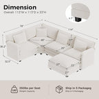 ELUCHANG 114" Oversized V-Shaped Cloud Couch Modular Sectional Sofa - Image 2