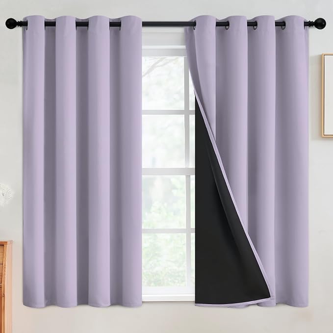 SimpleHome Lilac 100% Blackout Curtains Room Darkening Living Room 54 Inch | by SimpleHome