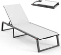 Aluminum Chaise Lounge Chair Outdoor, Foldable& No Assembly Patio Pool Lounge by Oasbira