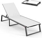 Aluminum Chaise Lounge Chair Outdoor, Foldable& No Assembly Patio Pool Lounge by Oasbira