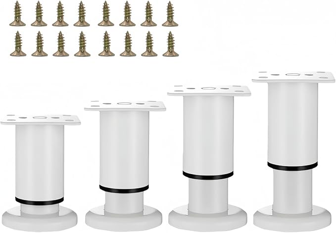 4PCS Adjustable 3.1-4.7 Inch Metal Furniture Legs White Furniture Replacement by SWTOOL