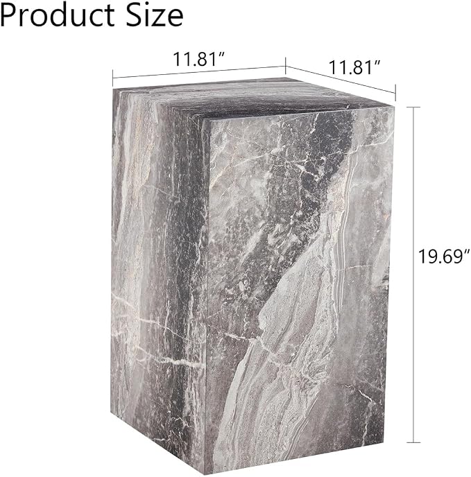 End Table Living Room Table, Faux Marble Sofa Couch Side Table, Bedside - Image 2