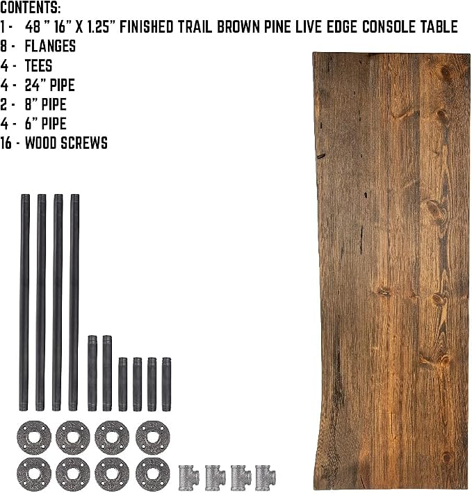 Restore by Pipe DÉCOR Live Edge Wood Console Table 48 in. x 16 in. x 34 in. - Image 8